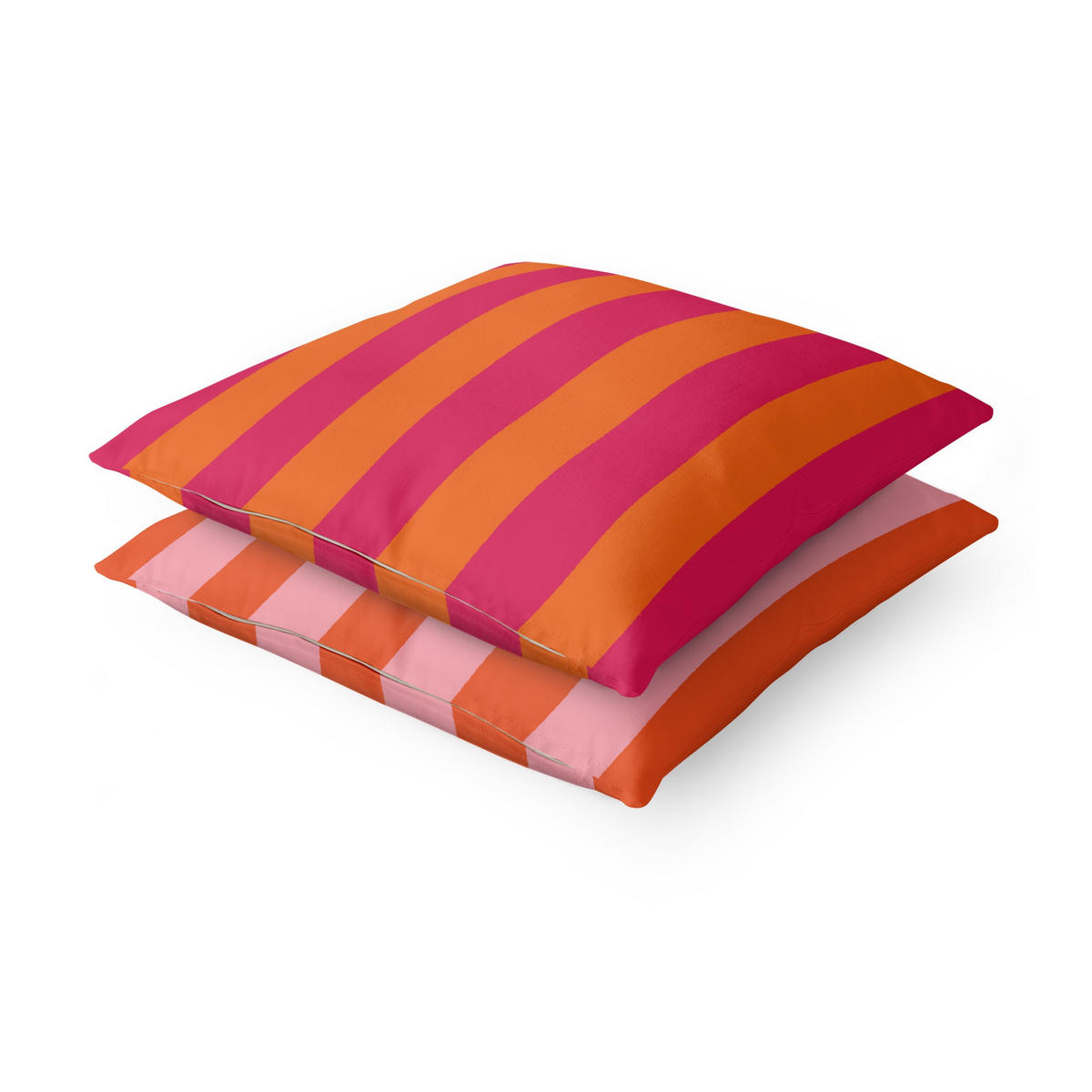 DEKOKISSEN 2er-Set PopArt Sommer Streifen Duo III 40/40 cm - Orange, Textil (40/40cm) - Bilderwelten