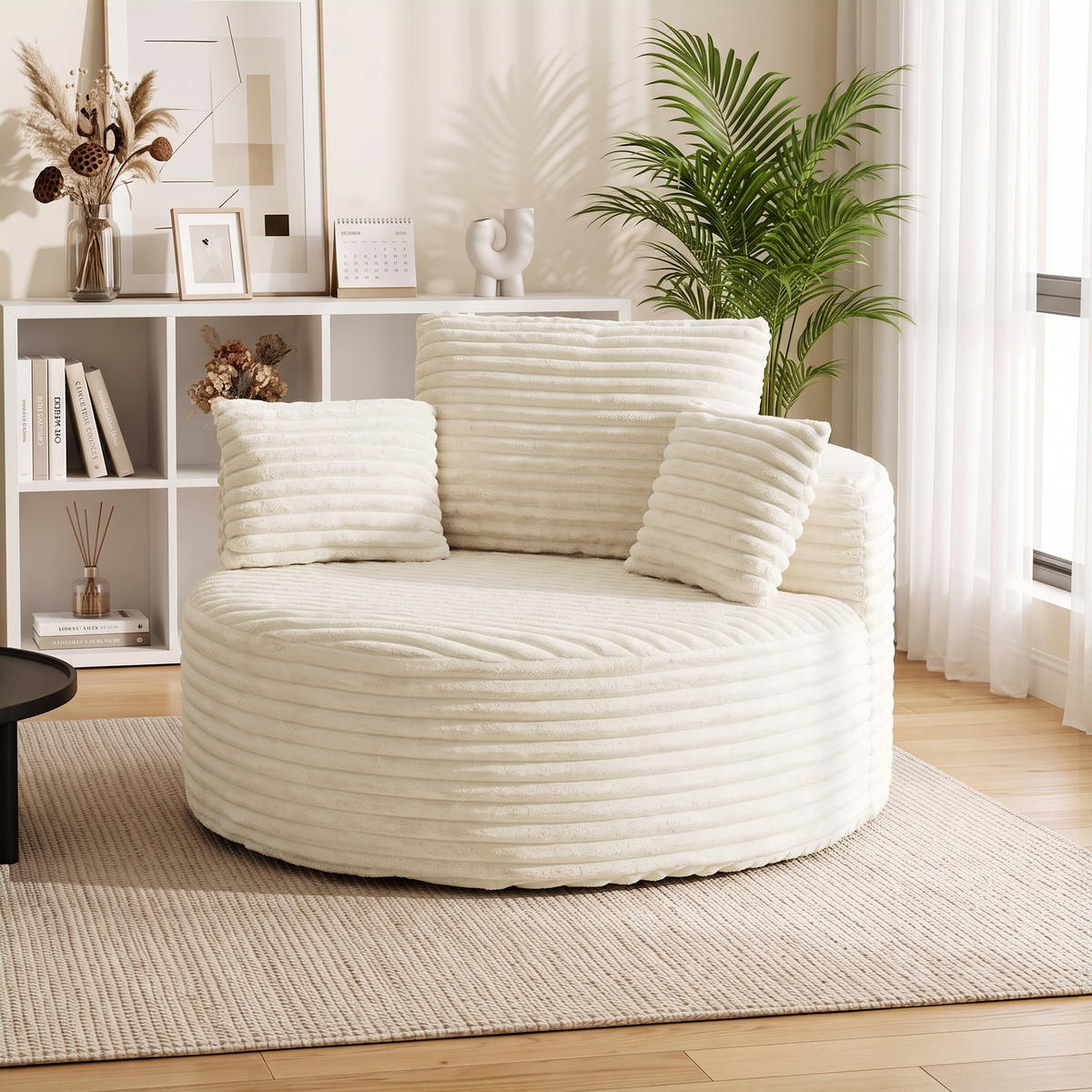 SESSEL Polyester Creme - Creme, Textil (130/82/130cm) - HOMCOM