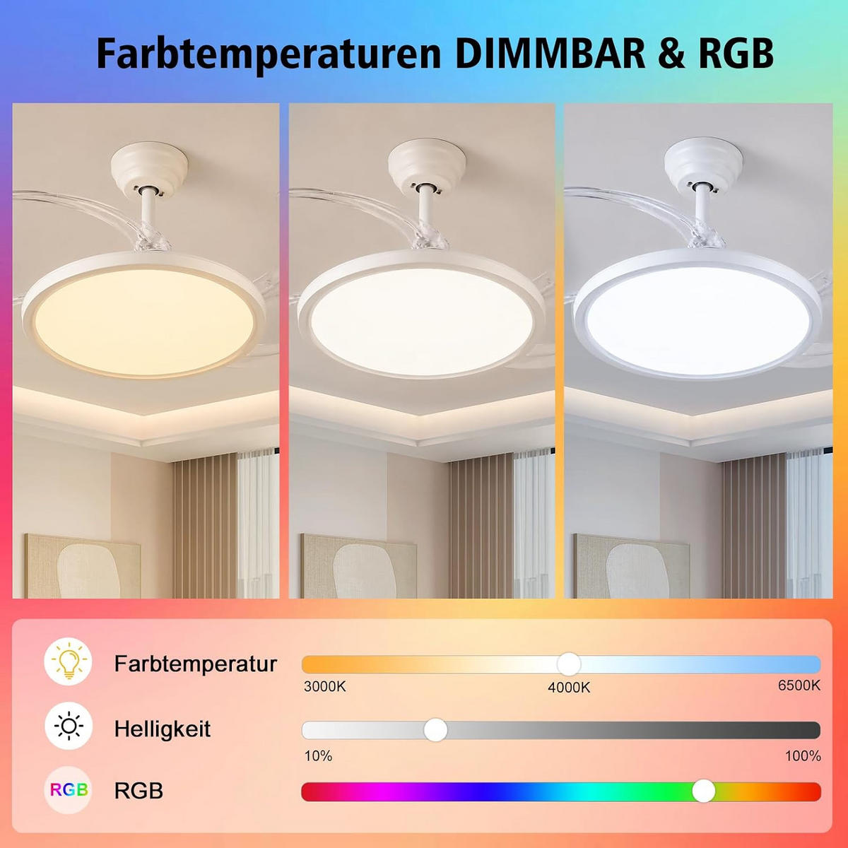 DECKENVENTILATOR FA1021M mit Beleuchtung - Weiß, Metall (50/50/14cm) - LOVHAUS