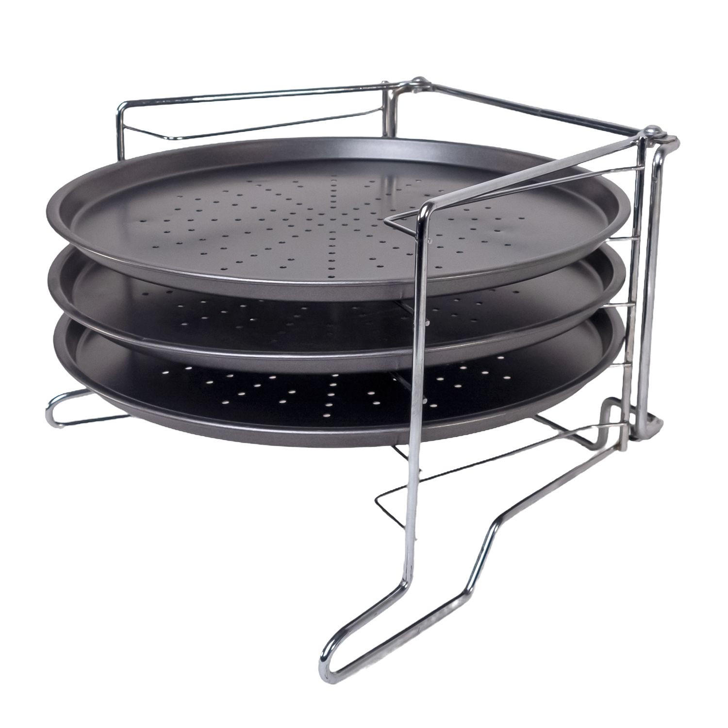 PIZZA BLECH SET - Schwarz, Metall (21.8/19.5/32.1cm) - Intirilife