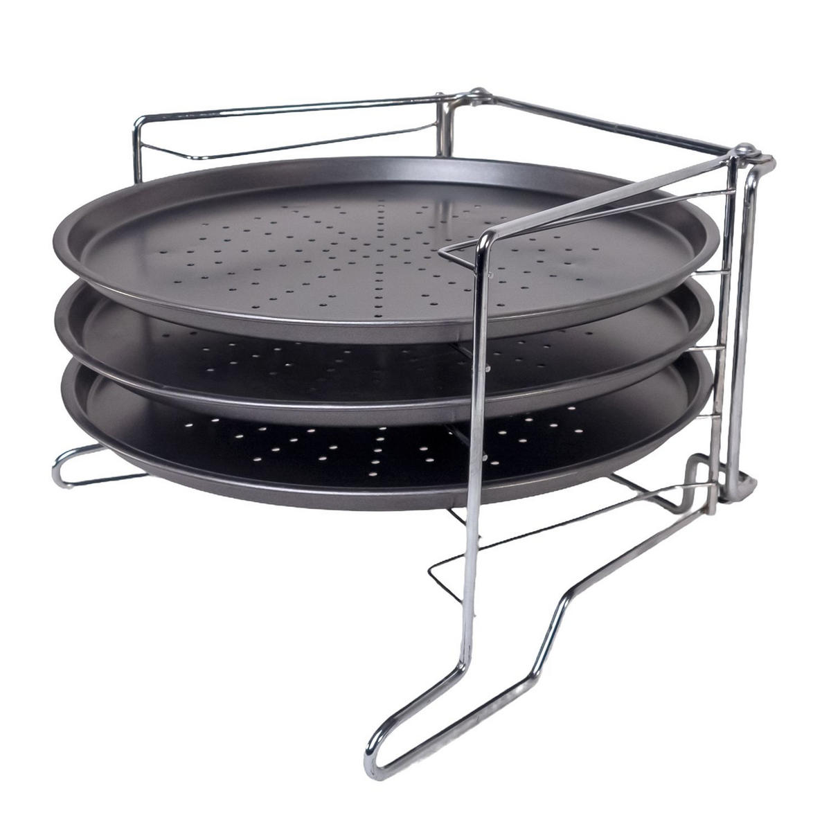 PIZZA BLECH SET - Schwarz, Metall (21.8/19.5/32.1cm) - Intirilife