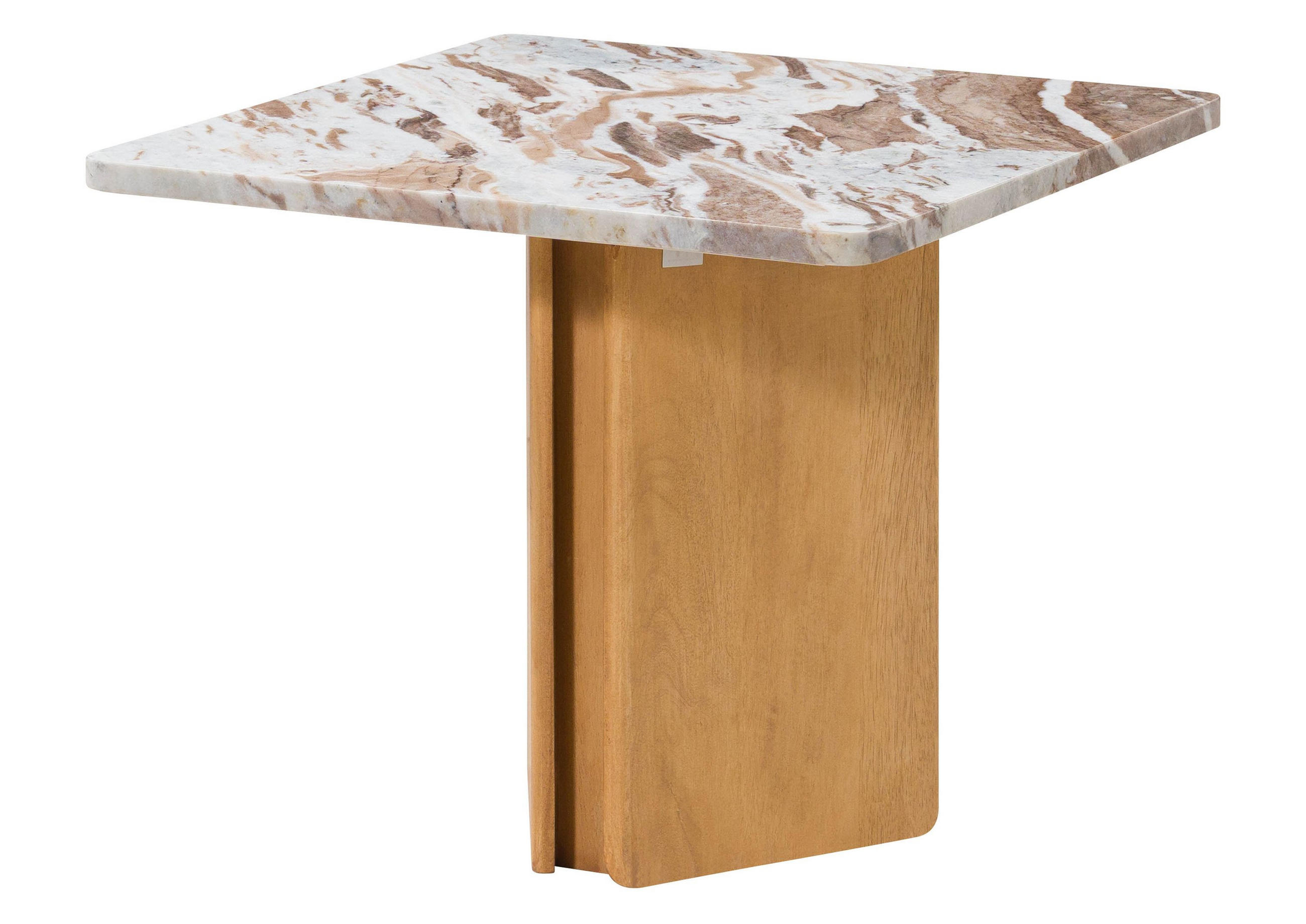 BEISTELLTISCH Mango 55x55x45 beige lackiert / Marmor beige LUGANO #104 - Beige, Holz (55/55/45cm) - Massivmoebel24
