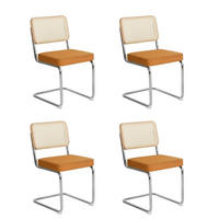 SCHWINGSTUHL DE-36914 4er-Set mit Samtbezug und Rattan-Rückenlehne Orange - Orange, Metall (46.4/84.6/53cm) - ComfortXL