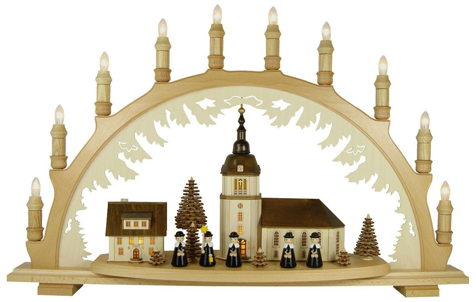 SCHWIBBOGEN Dorfkirche Kurrende 10 flammig - Multicolor, Holz (66/44/6.5cm)