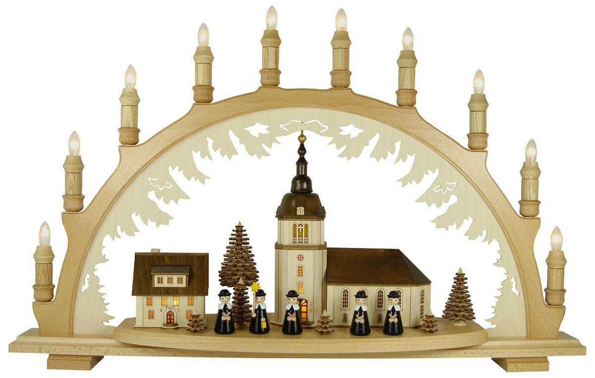 SCHWIBBOGEN Dorfkirche Kurrende 10 flammig - Multicolor, Holz (66/44/6.5cm)