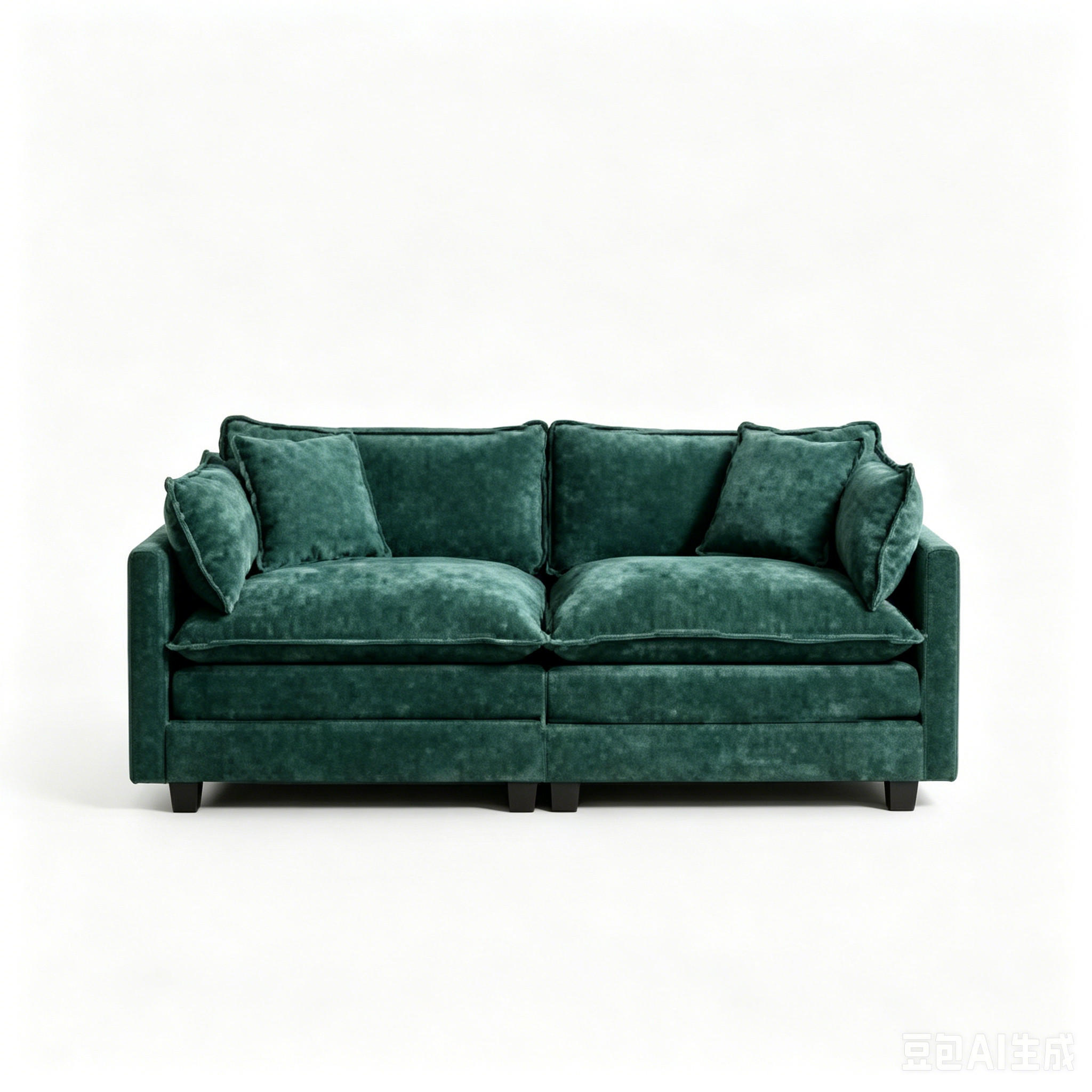 2-SITZER Sofa aus Chenille in Grün mit modularem Design - Grün, Textil (75/84/198cm) - Modfu