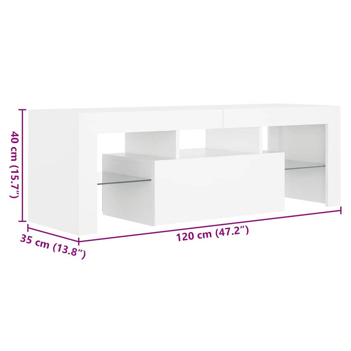 TV-SCHRANK Mit Led-Leuchten Weiss 120/35/40 Cm - Weiß, Holzwerkstoff (41/44/102cm) - vidaXL