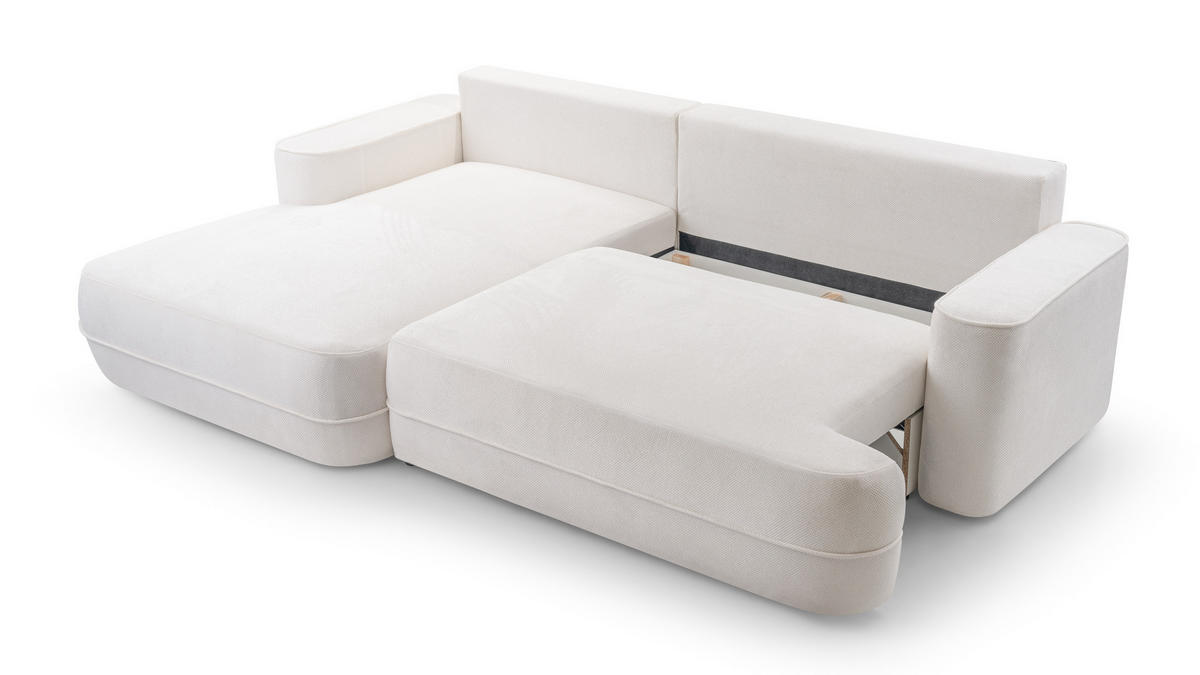 ECKCOUCH L Form Peoni Weiß 267/168/87 cm mit Schlaffunktion L - Schwarz/Weiß, Kunststoff/Textil (168/267cm) - AX Living