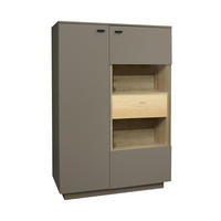 HIGHBOARD Lino Taupe matt und Eiche massiv - Grau, Holzwerkstoff (103/151/45cm)