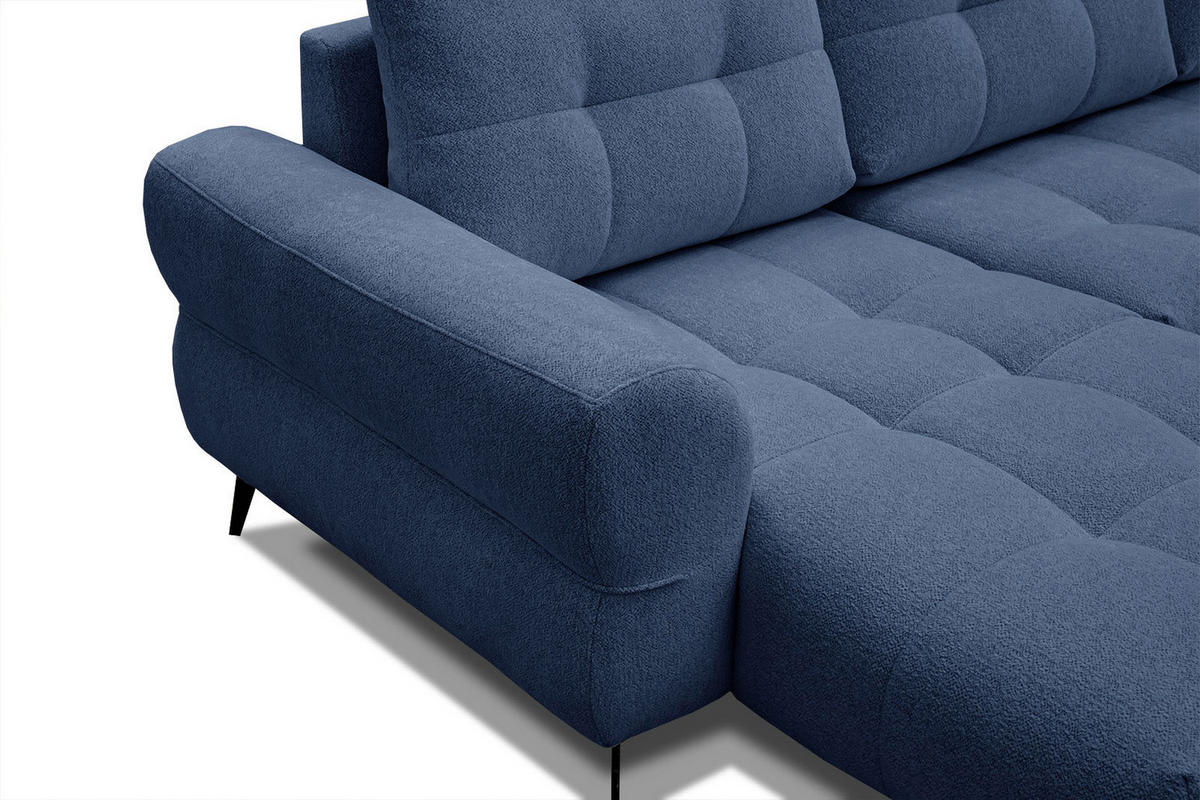 ECKSOFA SALVINI 4-Sitzer, dunkelblau - Schwarz/Dunkelblau, Holzwerkstoff/Textil (158/292cm) - Courtois Laville