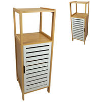 BADREGAL Bambus Weiß Naturfarben Schrank 89x30x30 cm - Naturfarben/Weiß, Holz (30/89/30cm) - Begryf