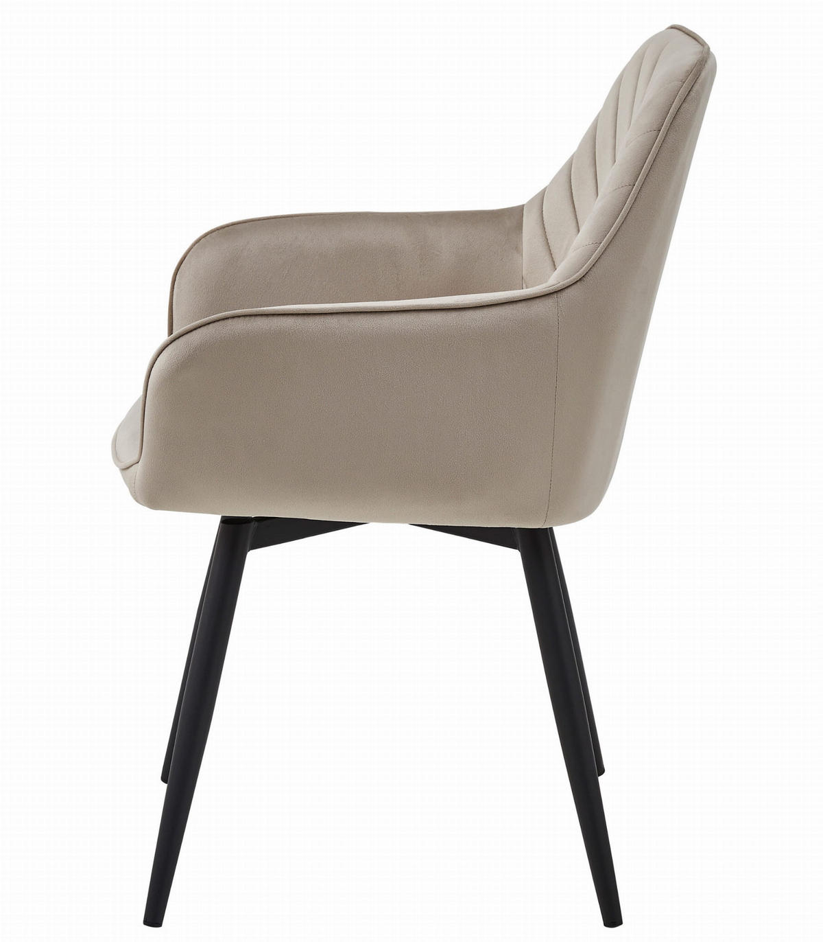 ESSZIMMERSTUHL WAAV360 dunkelbeiger Sitz, schwarze Beine - Beige/Schwarz, Textil (56/83.5/61cm) - Valora