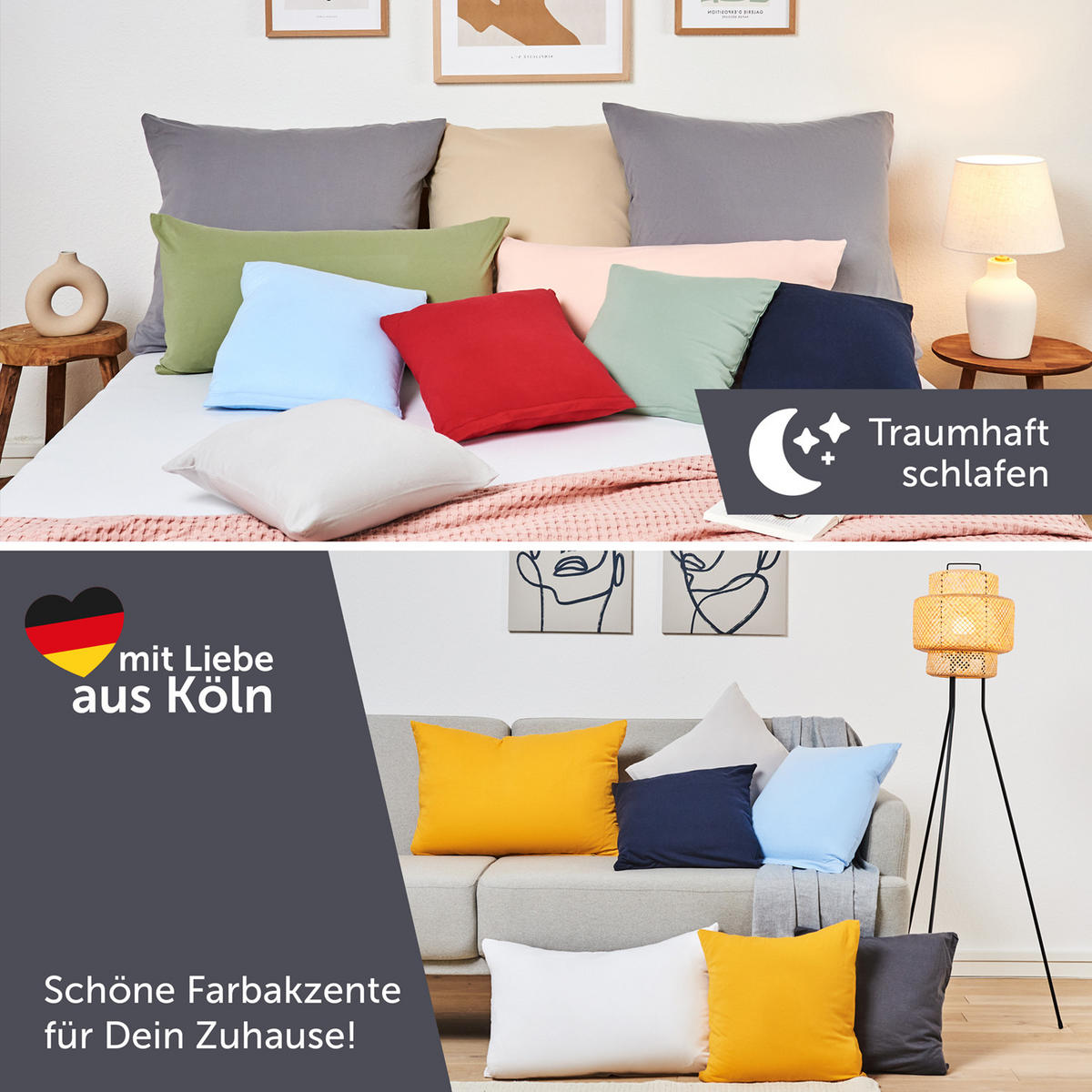 KISSENBEZUG Agneta 50/50 cm, 2er-Set, 100% Baumwolle, Grau - Grau, Textil (50/50cm) - Blumtal