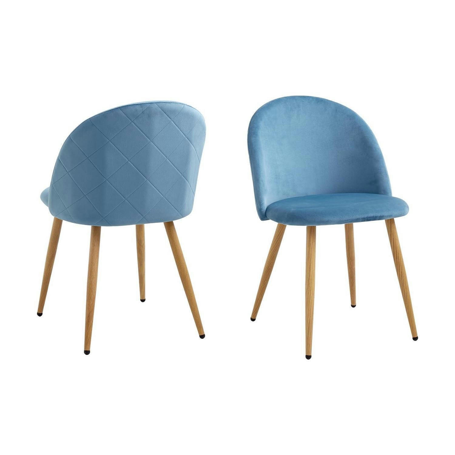 ESSZIMMERSTUHL 2-teiliges Set Samt Blau - Blau, Textil (47/80/44cm)