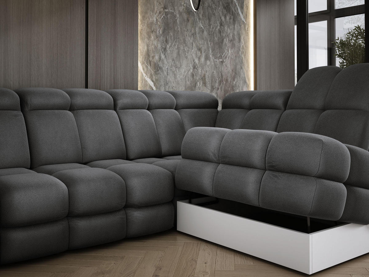 ECKSOFA TOLLO Solar-stoff U-form 400x217x105 cm grau - Dunkelgrau, Holz/Textil (400/217cm) - DomoHome