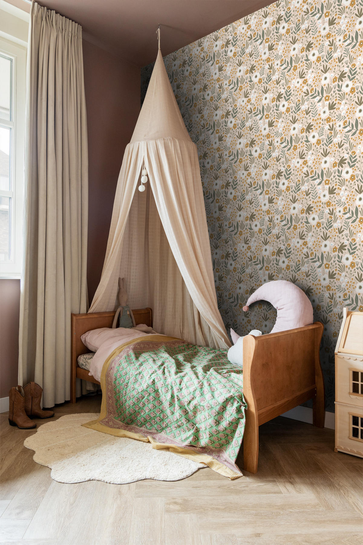 TAPETE Blumen 50 x 900 cm - Braun, Papier (50/900cm) - ESTAhome