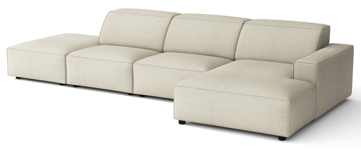 ROHOVÁ pohovka Sellmo, krémová, 344 cm - čierna/krémová, textil/plast (166/350cm) - Selsey
