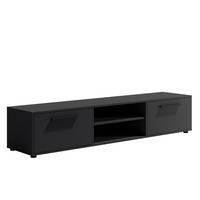 RTV-SCHRANK Maxivo 190 Schwarz, breiter zweitüriger TV-Tisch - Schwarz, Holzwerkstoff (190/38/40cm) - Bettso