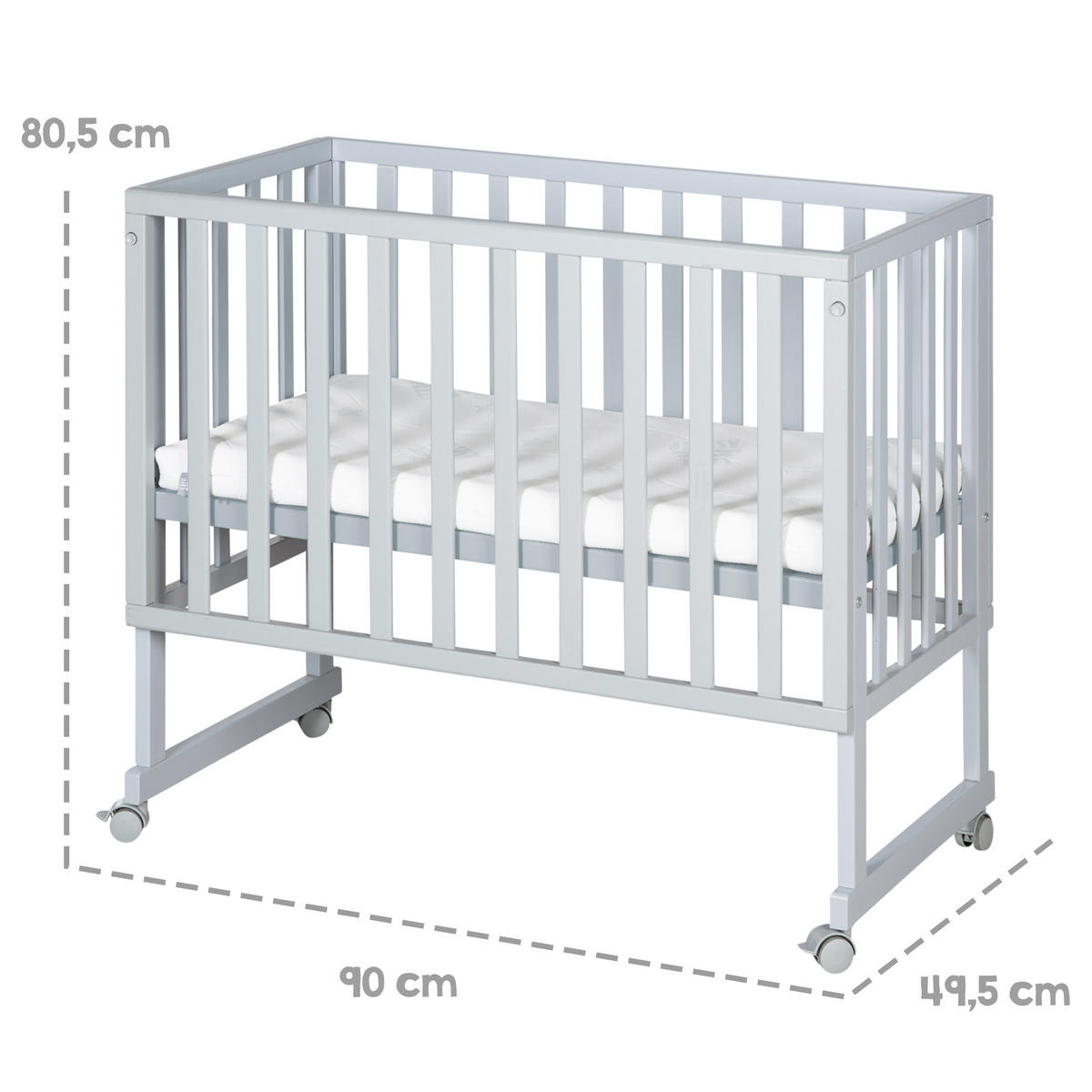 BEISTELLBETT roba Style grau 3in1 Set 90 x 45 cm - Taupe, Holzwerkstoff (45/90cm) - Roba
