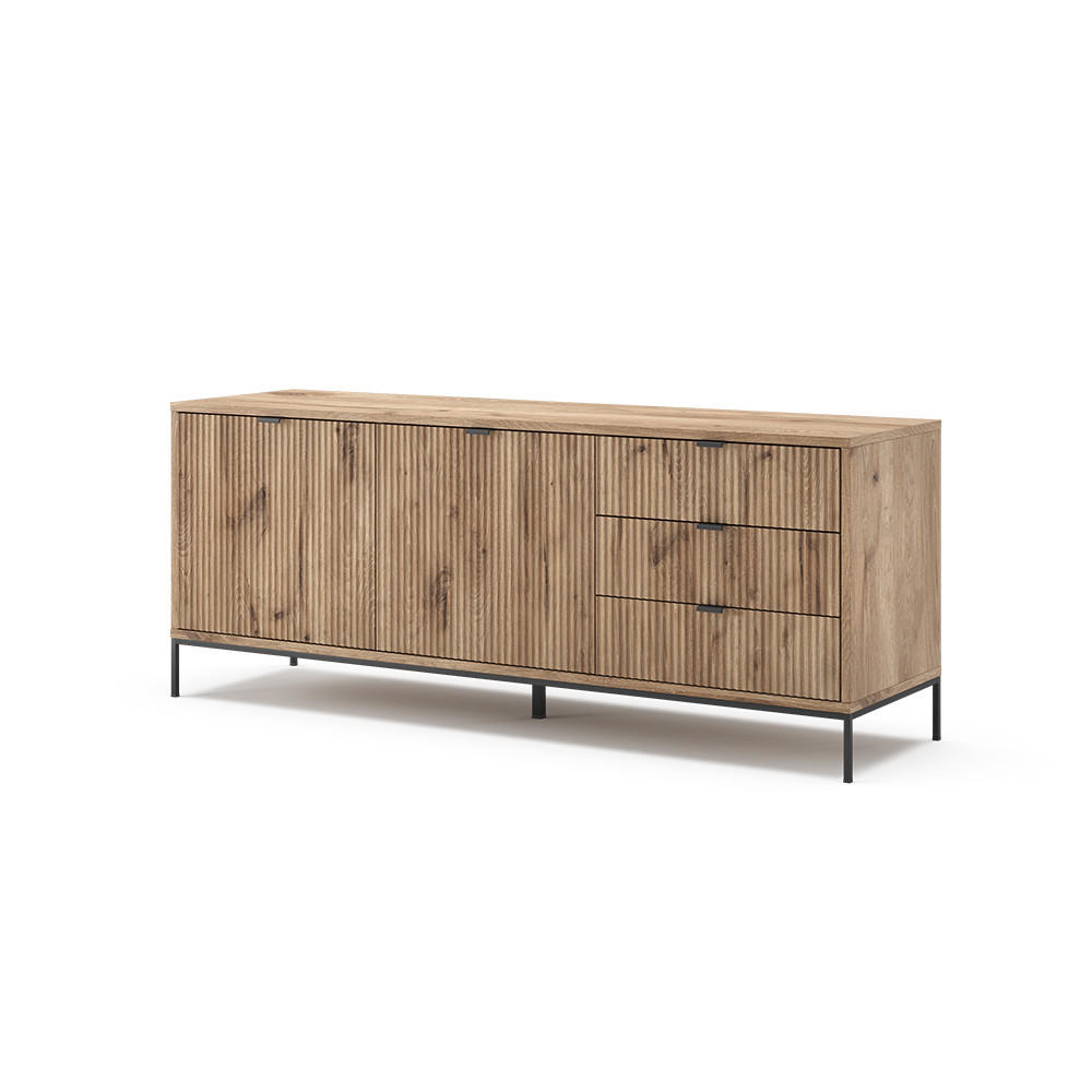 LOWBOARD Eliza Viking Oak 150.1 x 60 cm mit 3 Schubladen, 2 Türen - Eiche Wotan, Holzwerkstoff (150/60/42cm) - Vicco