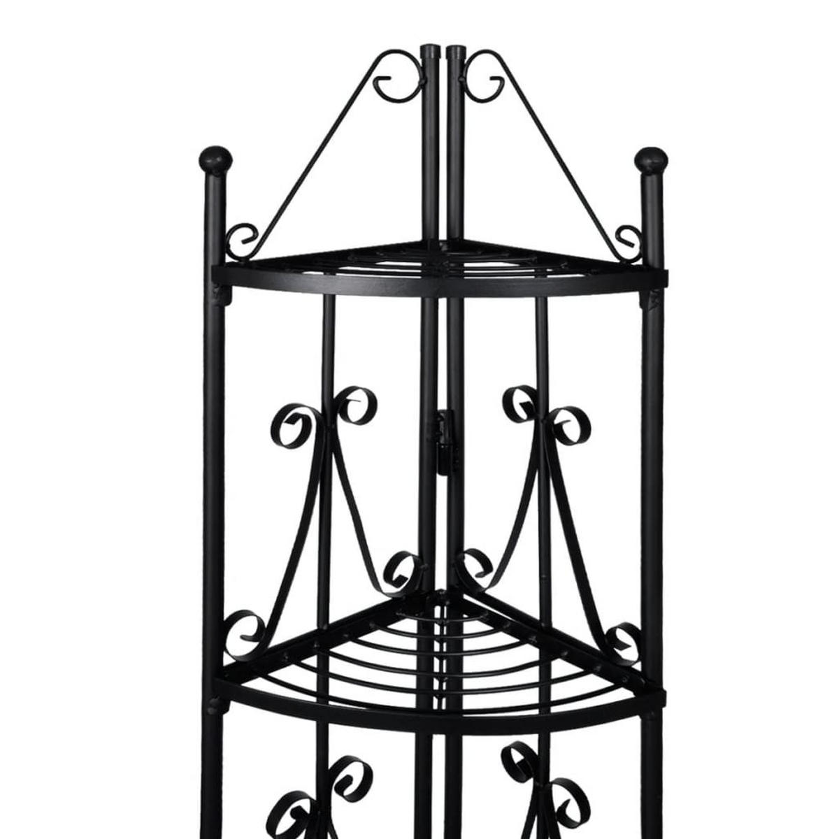 PFLANZENTREPPE Blumenregal Standregal Eckregal Schwarz - Schwarz, Metall (36/160/36cm) - vidaXL