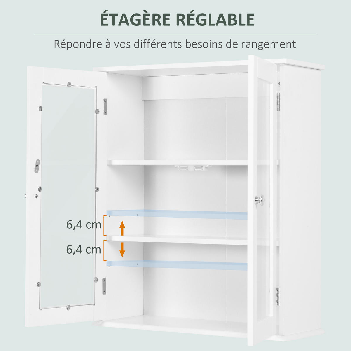 HÄNGESCHRANK DE-15926 mit 2 Glastüren Weiß - Weiß, Holzwerkstoff (20/65/55cm) - ComfortXL