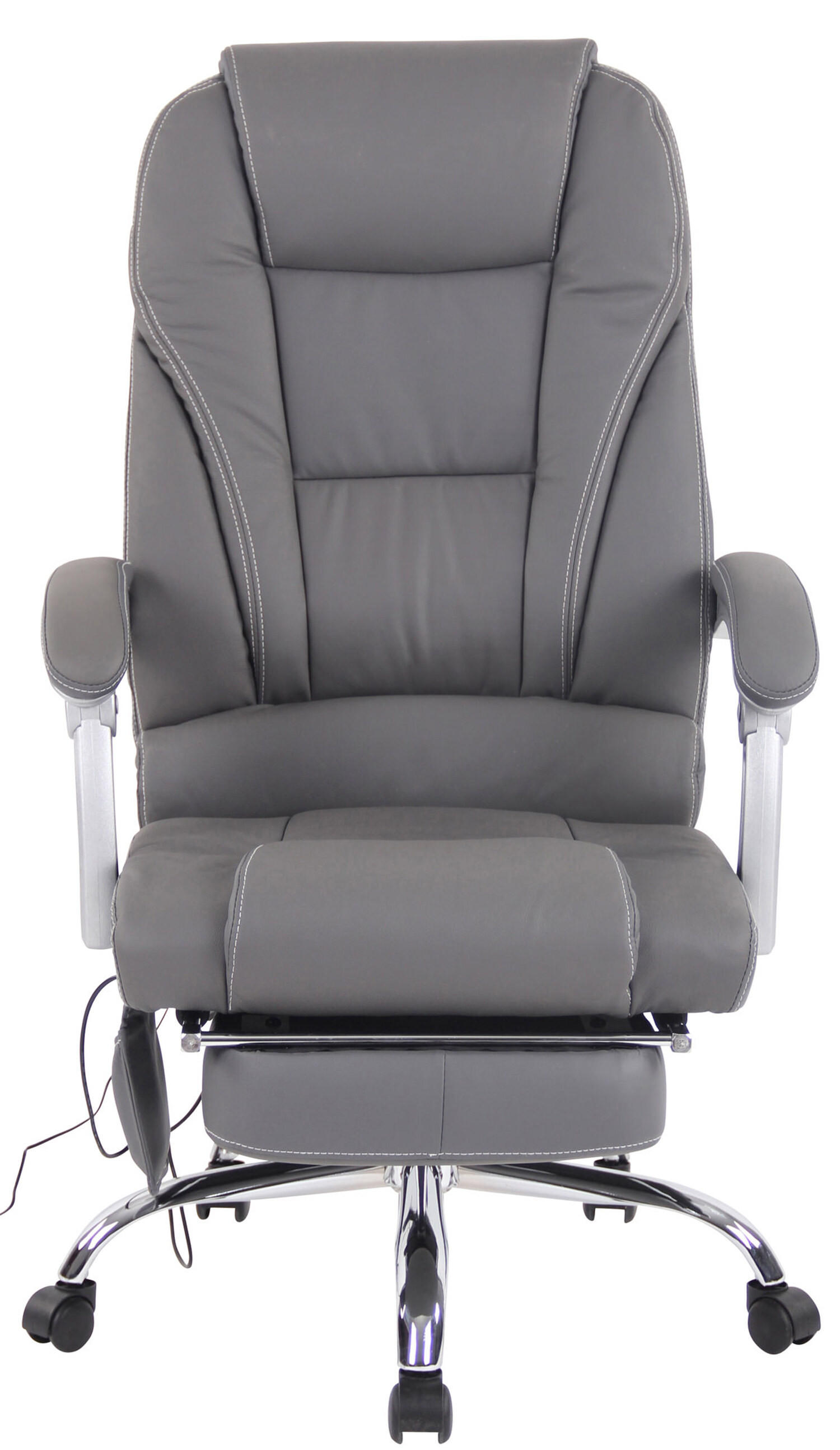 BÜROSTUHL Pacira, Echtleder mit Massagefunktion Grau - Grau, Leder/Metall (68/127/64cm) - TPFLiving