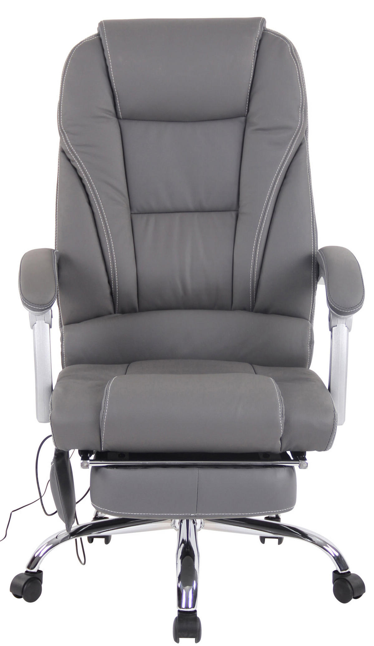 BÜROSTUHL Pacira, Echtleder mit Massagefunktion Grau - Grau, Leder/Metall (68/127/64cm) - TPFLiving