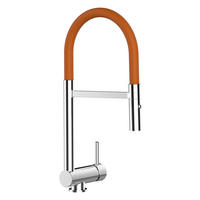 VORFENSTER-KÜCHENARMATUR, Umklappbar 6 CM, Verchromt und Orange, 2-Strahl-Brause - Orange, Metall (21.3/48.2/21.3cm) - VIZIO