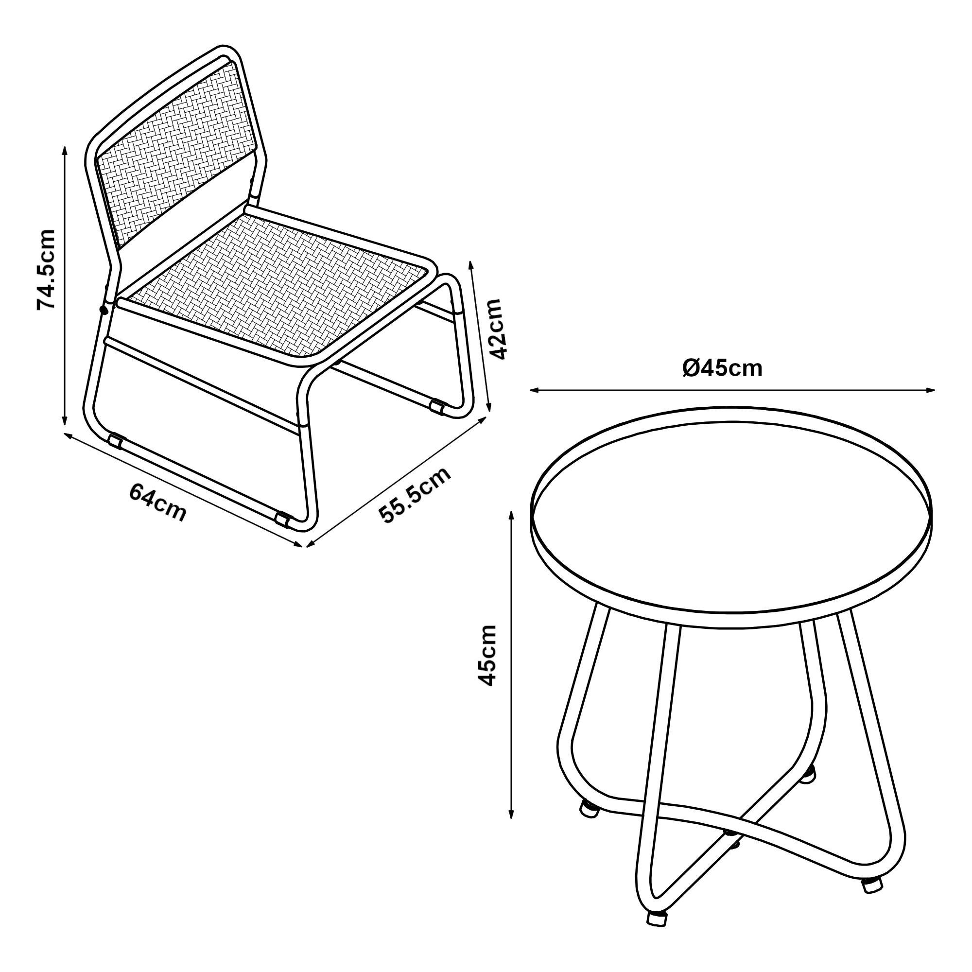 BISTRO-SET 3 TLG. Brienza - Beige, Metall - casa.pro