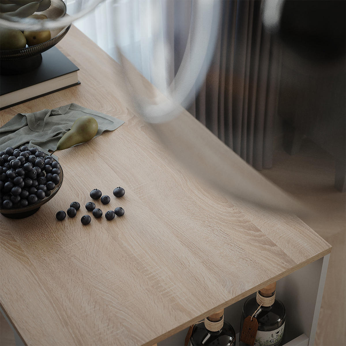 BAROVÝ STŮL Repose Bílá/Sonoma - bílá/Sonoma dub, kompozitní dřevo (117/57/106cm) - Vicco