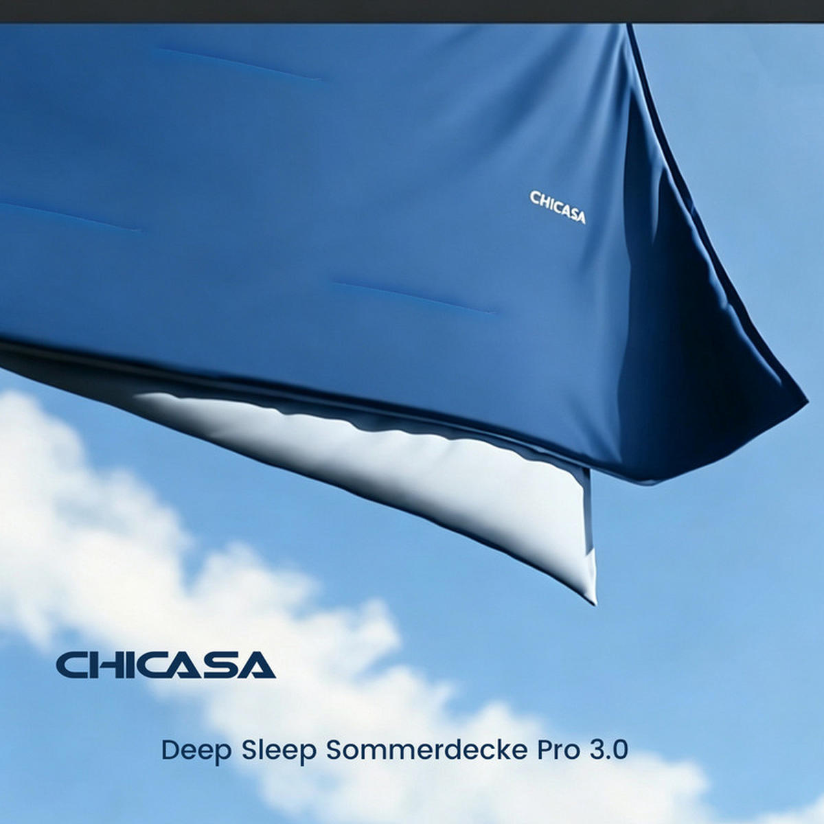 SOMMERDECKE 140x200 cm Blau kühlend antibakteriell leicht atmungsaktiv wendbar OEKO-TEX® - Blau, Textil (140/200cm) - CHICASA