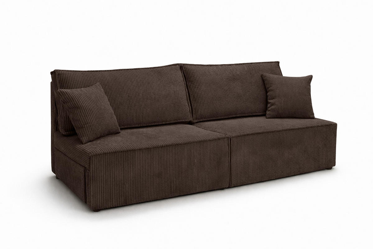 SOFA Mit Schlaffunktion Und Bettkasten, Cordstoff Poso, Braun, BEST MINI - Braun, Holz (200/83/98cm) - Kaiser Möbel