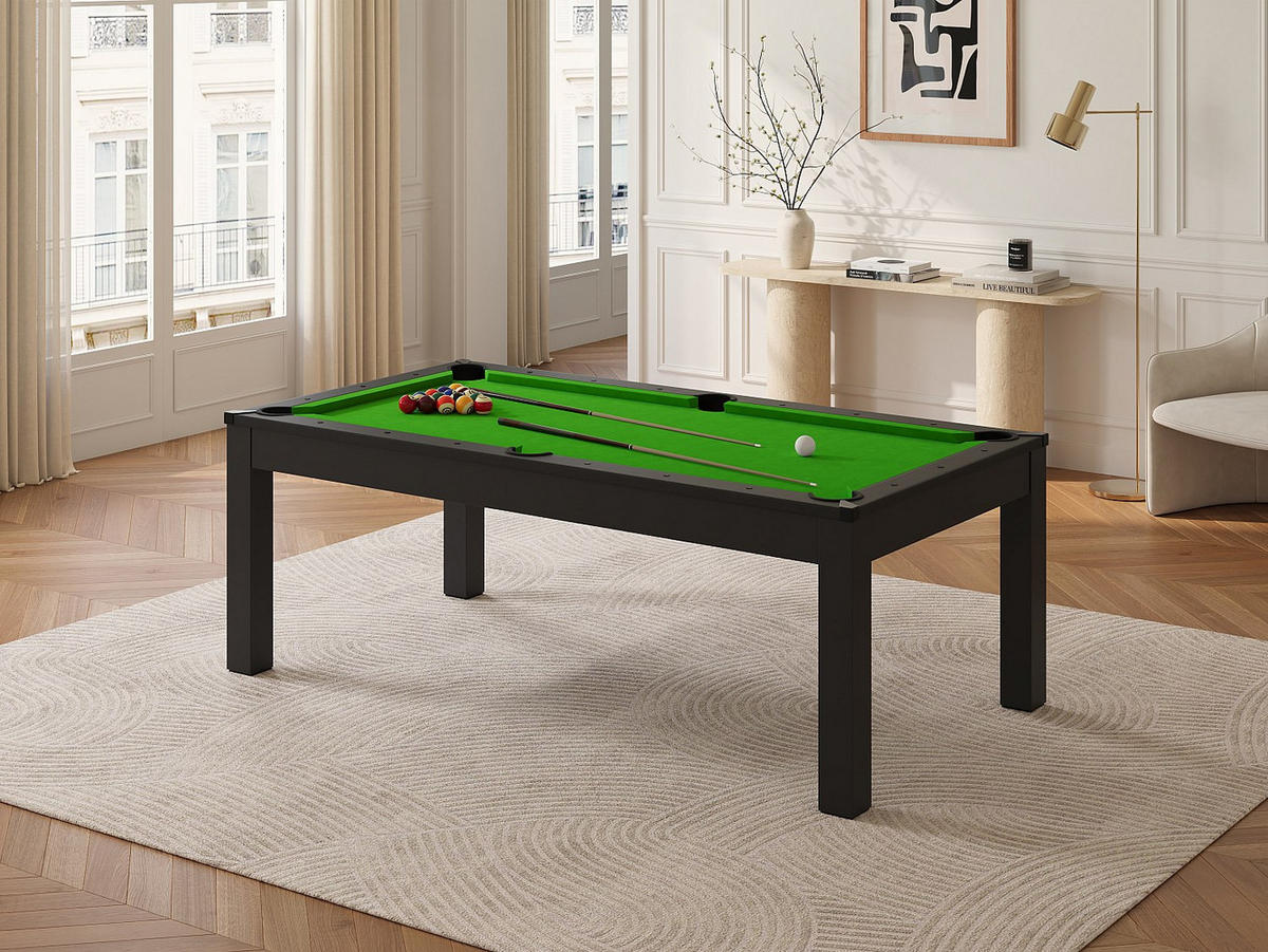 BILLARDTISCH - 8 Personen - holz - schwarz, grün Balthazar - Schwarz/Grün, Holz (213.4/111.8cm) - Vente-Unique