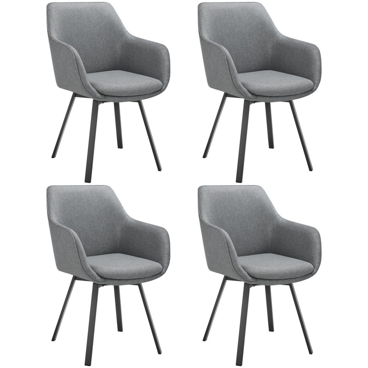 ARMLEHNSTUHL Drehbarer 4er Set Alicon 57 x 59 x 88 cm anthrazit - Anthrazit, Textil (57/88/59cm) - tectake