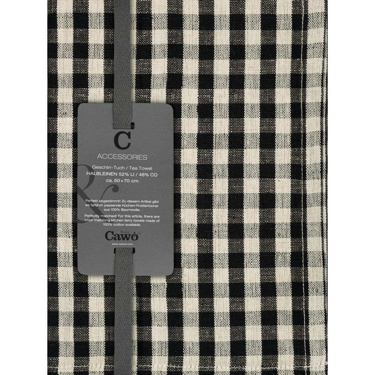 GESCHIRRTÜCHER LINEN CLASSICS KARO 538 SCHWARZ - 93 - Schwarz, Textil (50/70cm) - Cawö