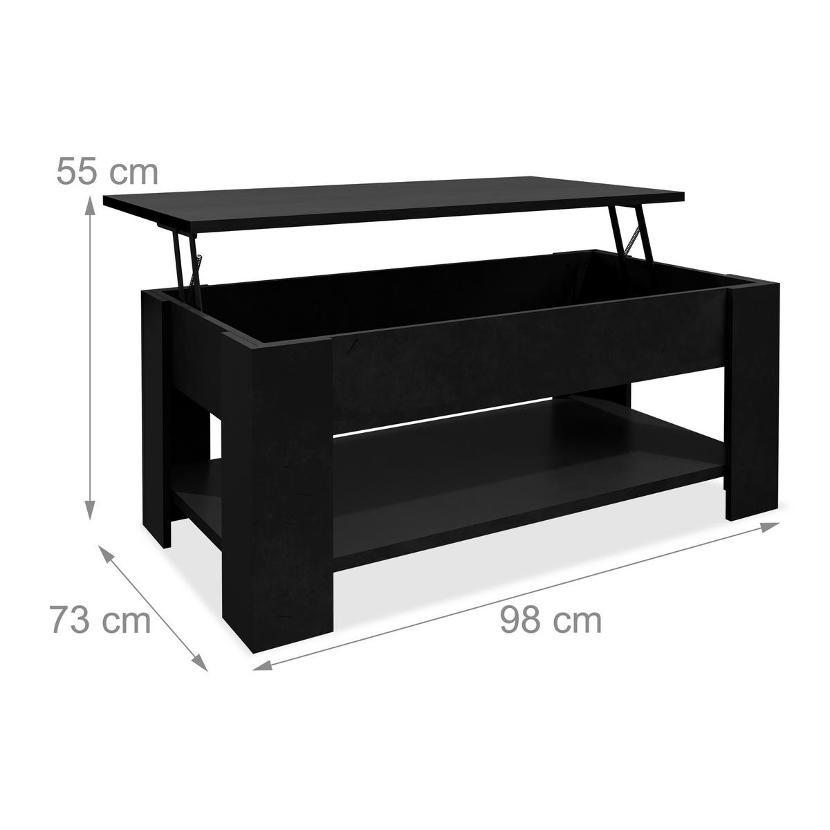 COUCHTISCH - Schwarz, Holzwerkstoff/Metall (50/98/42cm) - Relaxdays