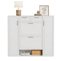 SCHUHSCHRANK 120/107/24 cm Weiß aus MDF und Spanplatte mit verstellbaren Regalen - Weiß, Holzwerkstoff (120/107/24cm) - OKMYHOME
