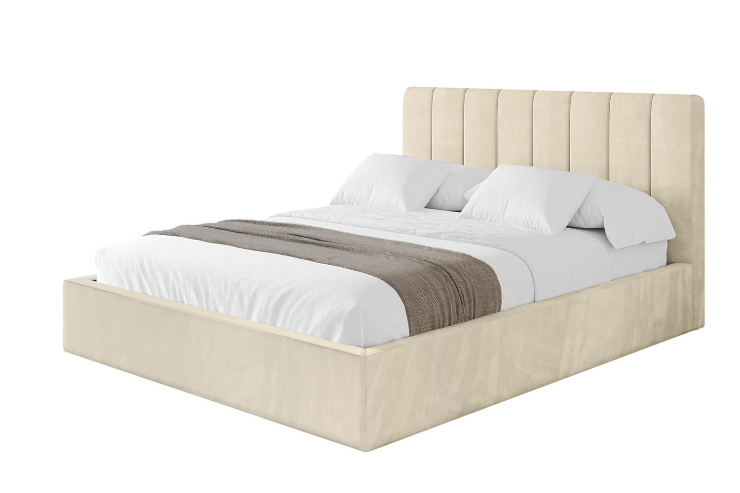 POLSTERBETT mit Bettkasten und Lattenrost, Boxbett ohne Matratze - STERA 160x200 Beige - Cappuccino, Holzwerkstoff/Textil (160/200cm) - ALTDECOR