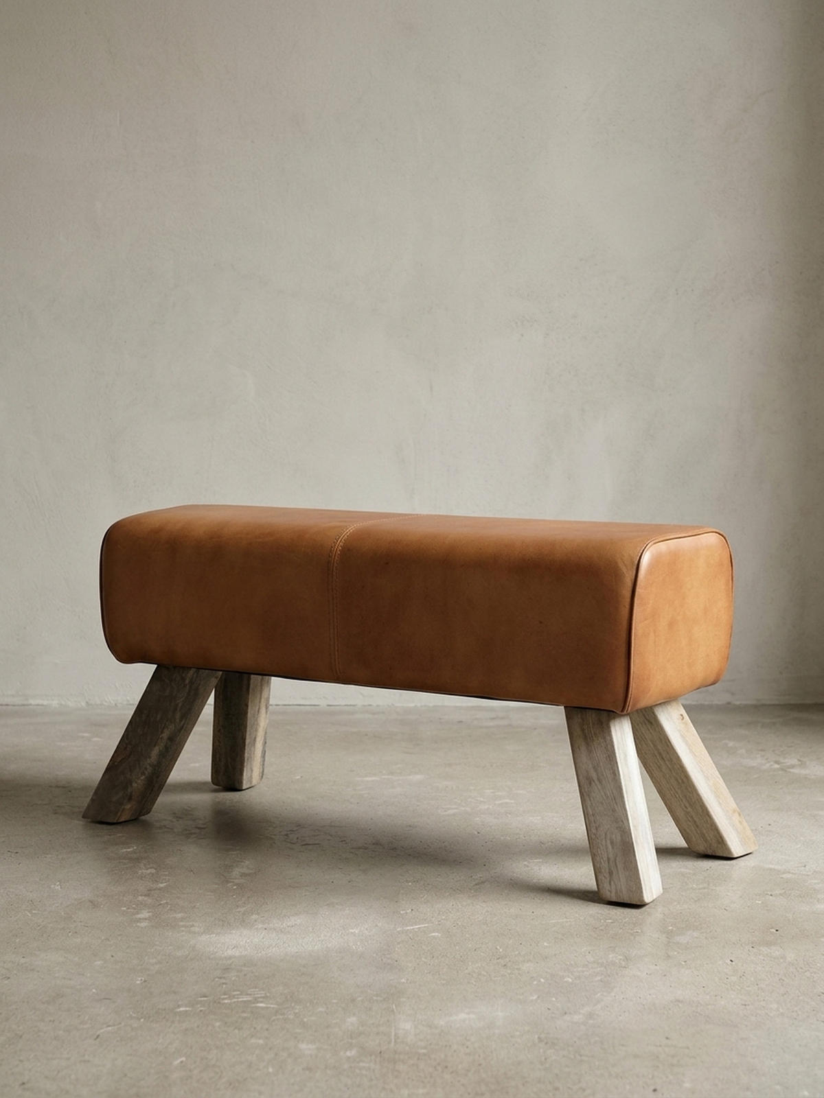 SITZHOCKER – Leder/Mango-Holz, 90x30x43 cm, Braun - Braun, Mangoholz/Leder (90/43/30cm) - KADIMA DESIGN
