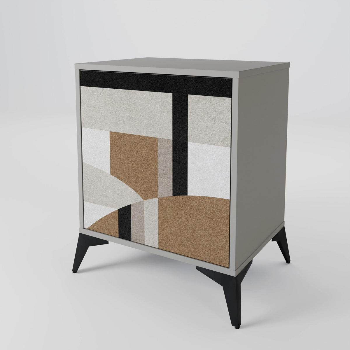 SIDEBOARD DELICATE MEMENTO, Grau, 57,5x42x75,5 cm, Goldfarbene Metallfüße - Goldfarben/Multicolor, Holzwerkstoff/Metall (57.5/75.5/42cm) - SpaceRebels