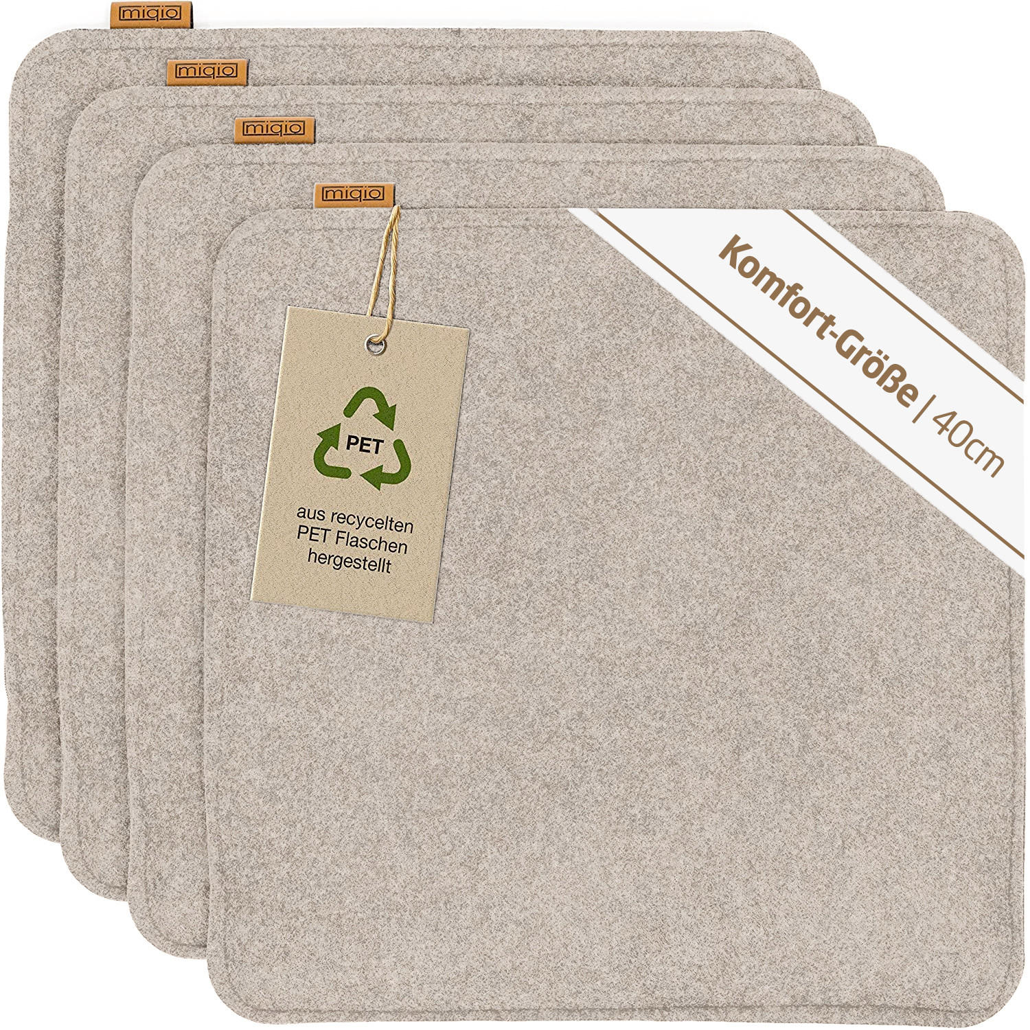 SITZKISSEN mit Antirutschnoppen 2er-Set - Beige, Textil (40/40/2cm) - Miqio Design