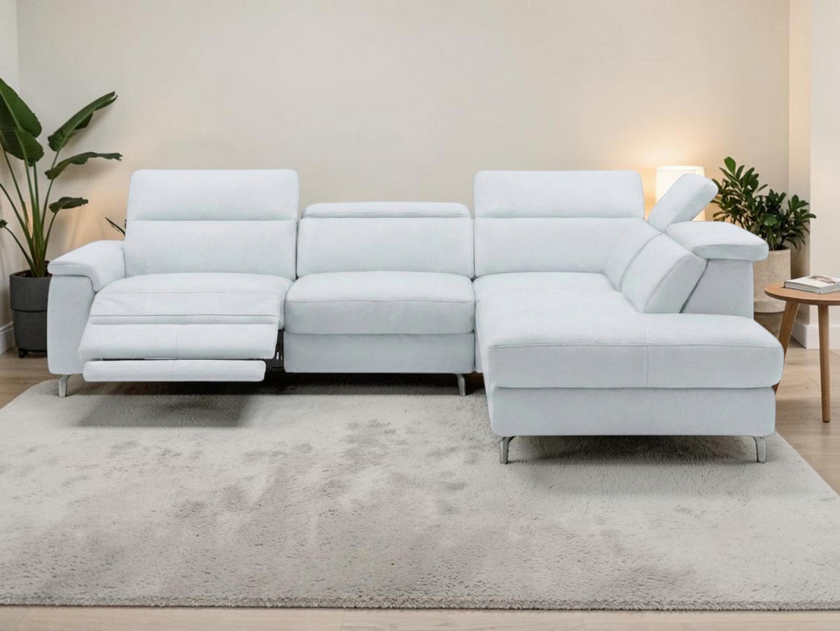ECKSOFA Ambassador Echtleder mit 1 x Relaxfunktion Weiß - Weiß, Leder/Metall (272/224cm)