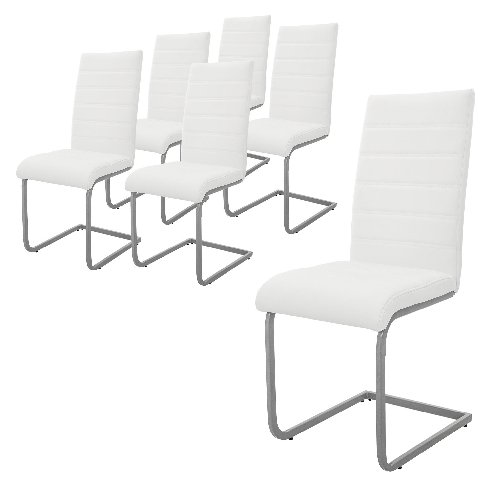 ML-DESIGN SADA 6 křesel s výkyvnou opěrkou, bílá umělá kůže