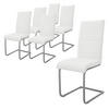 SCHWINGSTUHL 6er Set Weiß Kunstleder - Silberfarben/Weiß, Metall (40/102/57cm) - ML-DESIGN