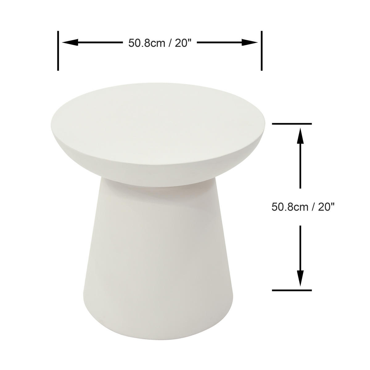 BEISTELLTISCH KYLIX Groß aus Zement 50 x 50 x 50 cm - Creme, Naturmaterialien (51/51/51cm) - Elementi