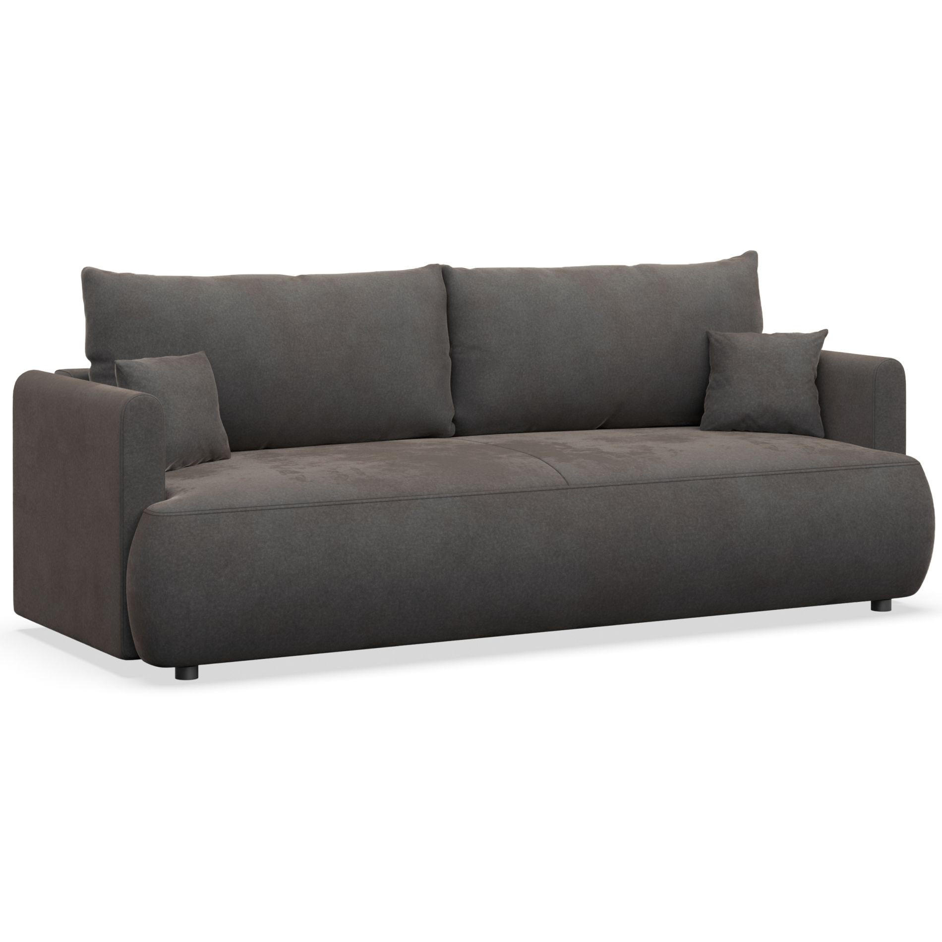 3-SITZER SOFA Ovo Mini Dunkelgrau Velours Easy-Clean - Dunkelgrau/Schwarz, Kunststoff/Textil (226/90/97cm) - Selsey
