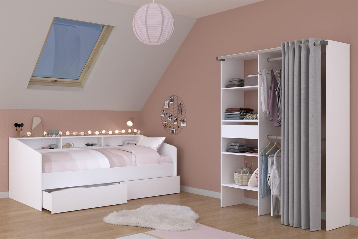 KINDERZIMMER SET Parisot Sleep 3-tlg. Holzdekor Weiß/Eiche - Eichefarben/Weiß, Kunststoff (100/1/200cm) - 58aufmkessel