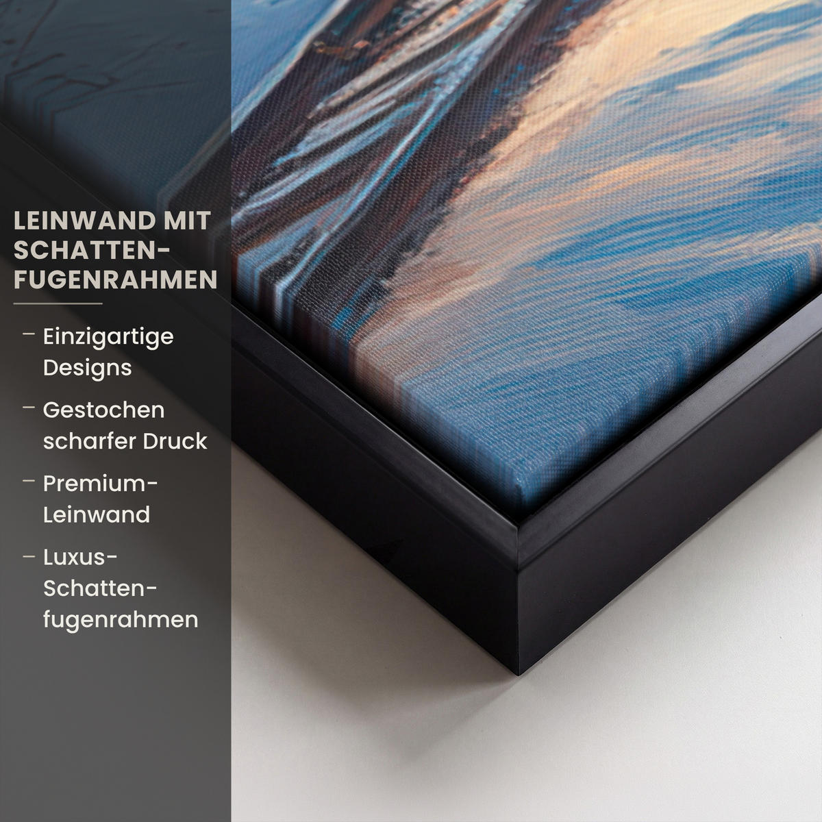 LEINWAND Bilder mit Rahmen - Zug - Weihnachten - Schnee - Weihnachtszug - 90x90 - Anthrazit, Textil (90/90cm) - MuchoWow