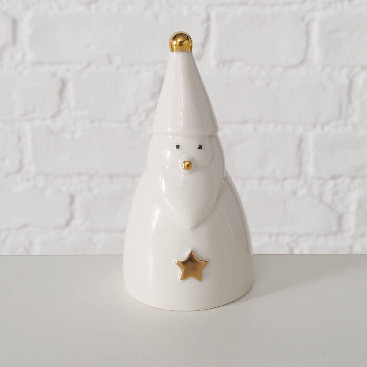 DEKOFIGUREN Weihnachtsmänner 2er-Set - Weiß, Keramik (6/12.5/6.3cm) - Boltze Home